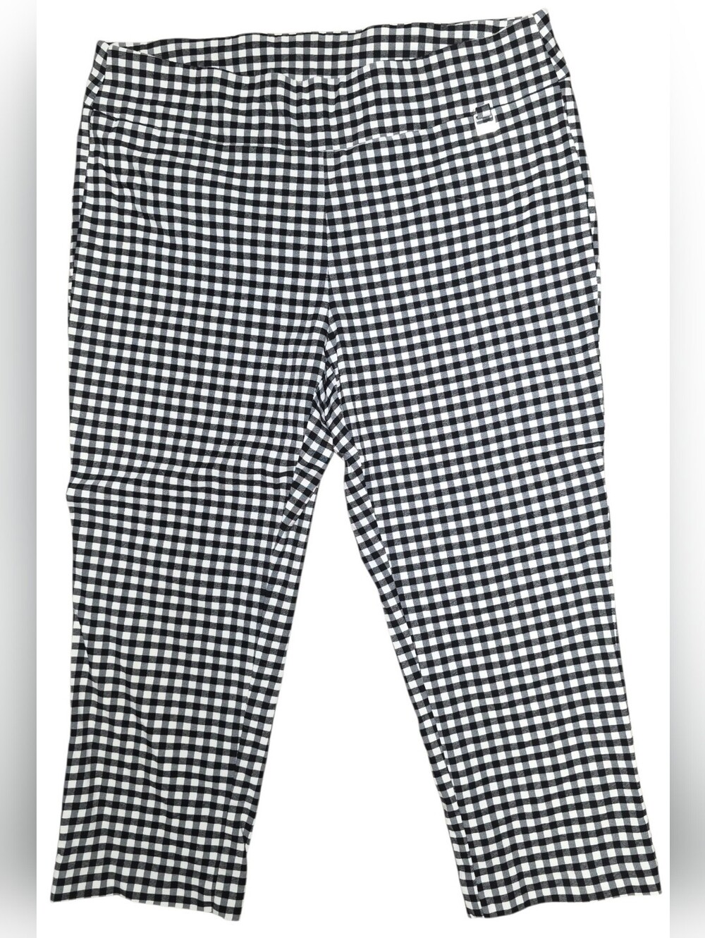 Black & White Stretchy Gingham Womens Capris